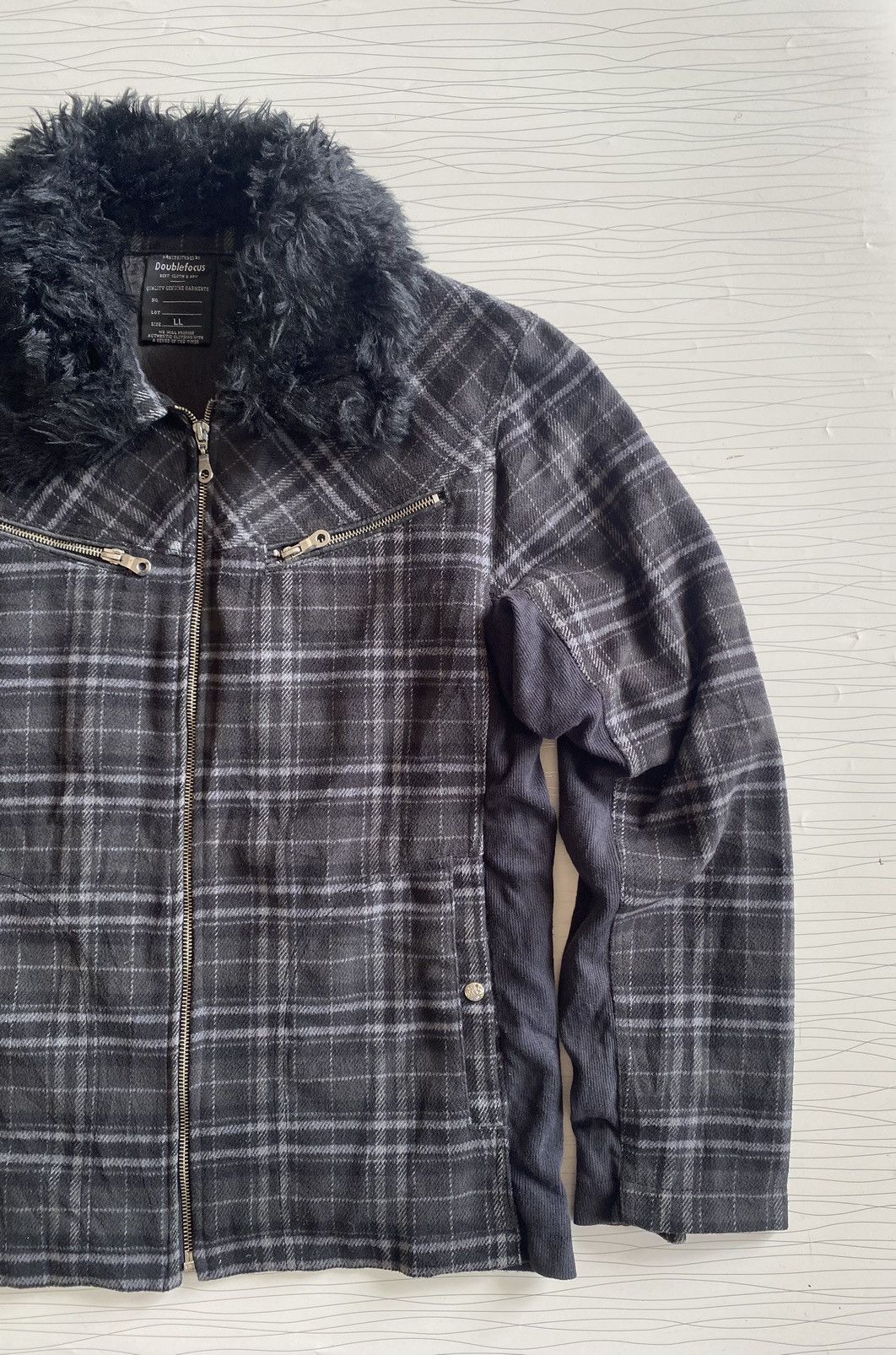 If Six Was Nine × Japanese Brand × Seditionaries Double Focus Grey Tartan Fur Neck Punk Style Wool Jacket Size US L / EU 52-54 / 3 - 3 Thumbnail
