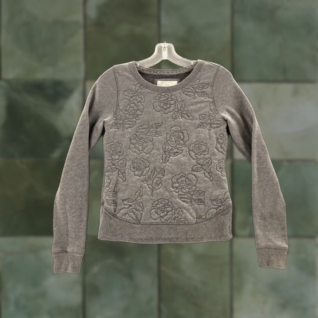 Abercrombie & Fitch Abercrombie & Fitch Sweater Womens Small Gray Shirt (Regular) - Knit Cotton Blend Crew Neck Pullover Size S / US 4 / IT 40 - 1 Thumbnail