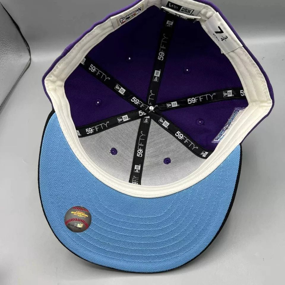 New Era Los Angeles LA Dodgers Hat Men 7 3/4 Purple Black MLB Fitted Size ONE SIZE - 2 Thumbnail