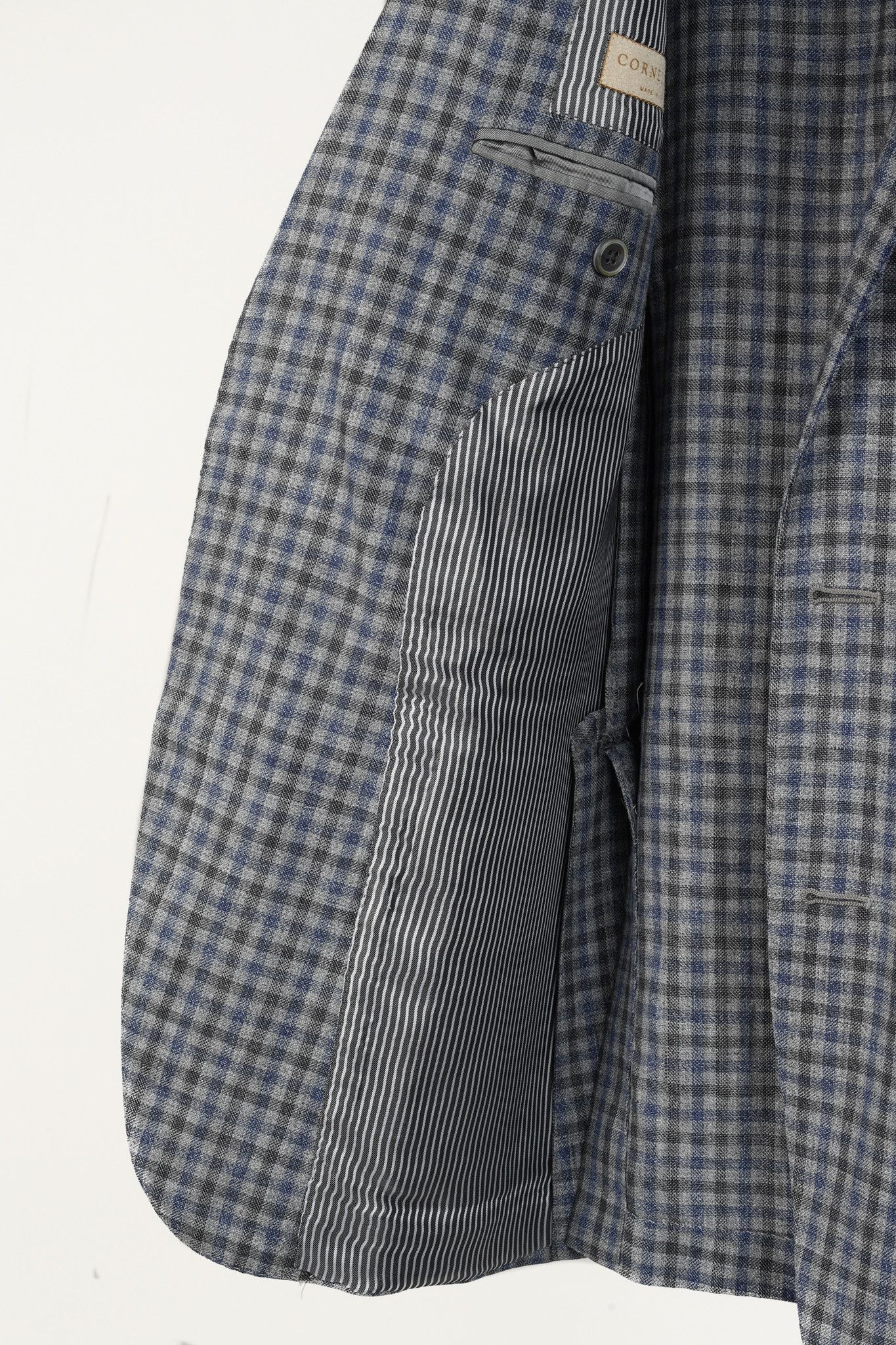 Corneliani Corneliani Grey & Blue Plaid Two-Button Blazer Size 50R - 9 Thumbnail