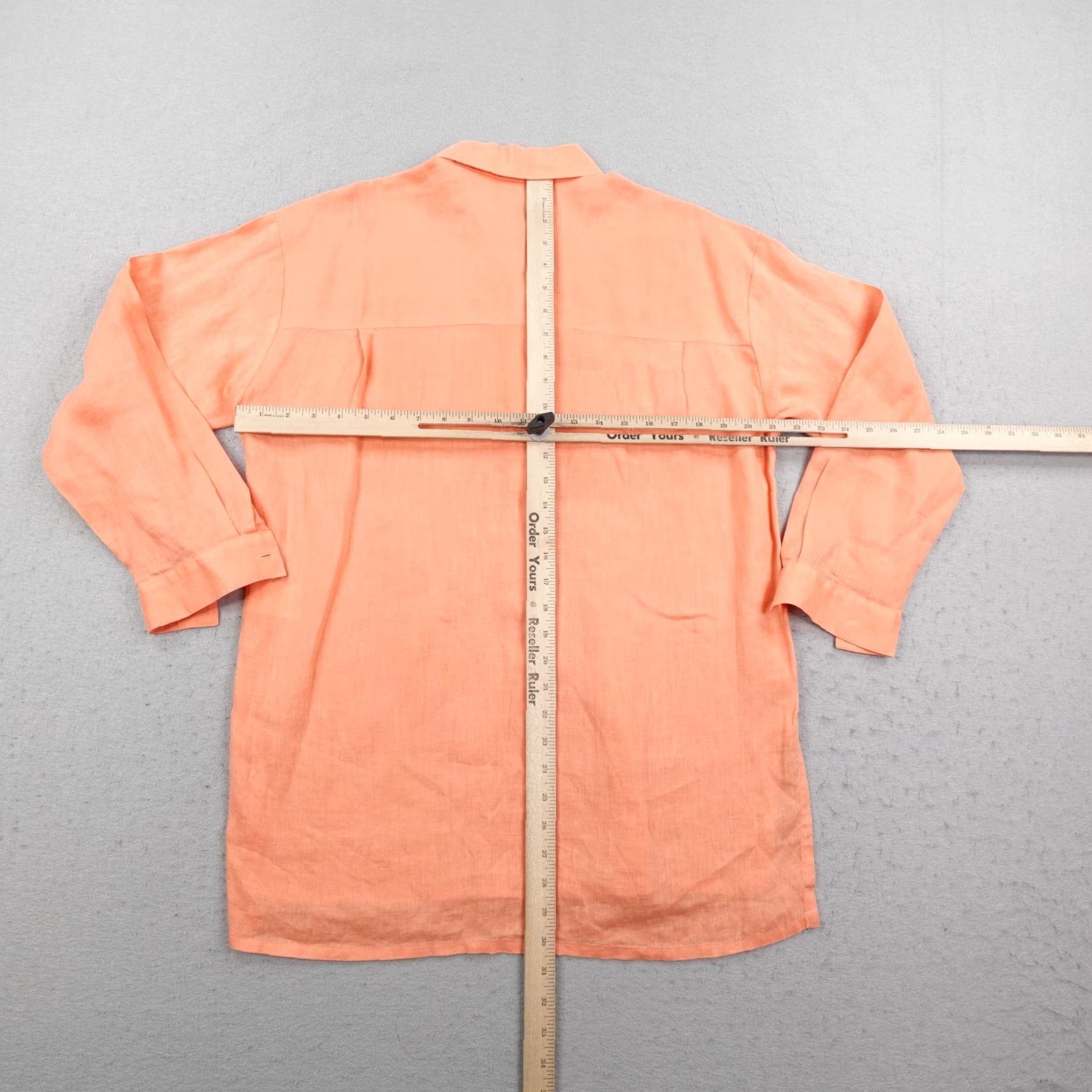 Eileen Fisher Eileen Fisher Shirt Womens Petite Small Orange Linen Button Front Tunic Top Size S / US 4 / IT 40 - 6 Thumbnail