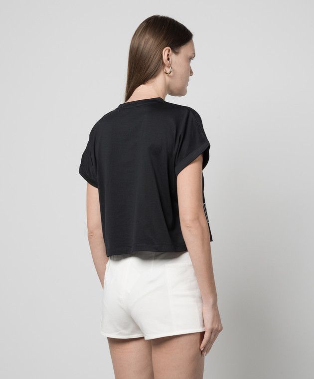 Balmain o1s1wg110125 Roses-Print Cropped T-Shirt in Black Size XS / US 0-2 / IT 36-38 - 4 Thumbnail