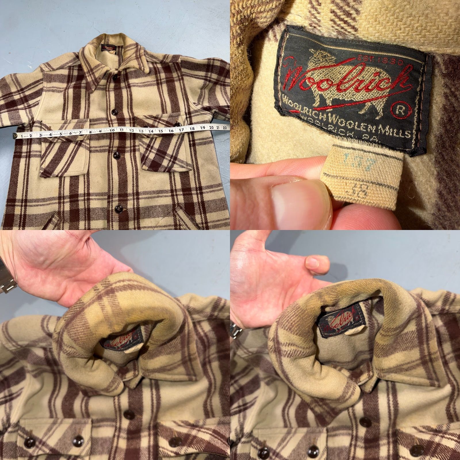 Vintage Woolrich Jacket Main Selling Point: Vintage Woolrich Mackinaw Hunter Plaid 38 Gray Brown Wool RARE 40s 50s Jacket Mens Size US XXS / EU 40 - 9 Thumbnail
