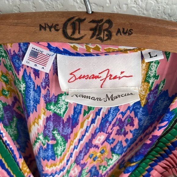 Neiman Marcus × Vintage Susan Fran Neiman Marcus Blouse Oil Spill Accordian Pleated Size L / US 10 / IT 46 - 6 Thumbnail