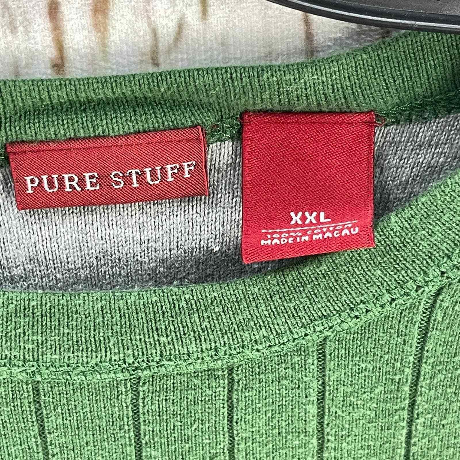Vintage Pure Stuff Men Sweater XXL Green 100% Cotton Academia Size US XXL / EU 58 / 5 - 2 Thumbnail
