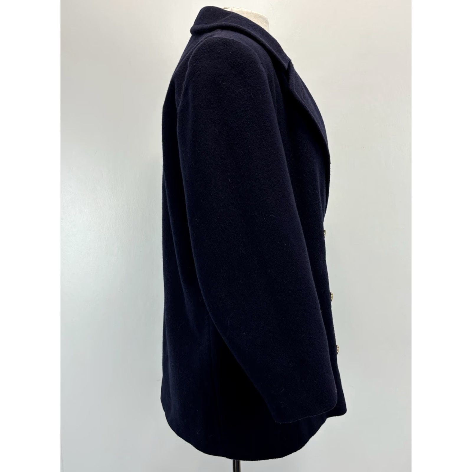 Talbots VINTAGE Talbots Wool Pea Coat Women’s 8 Navy Blue Solid Long Sleeve Buttoned Pockets Classic 90s Old Money Academia Size M / US 6-8 / IT 42-44 - 4 Thumbnail
