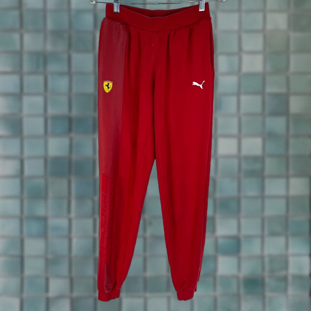 Puma VINTAGE Puma Ferrari Track Pants Mens Size S Athletic Red Pockets Cars 90s Retro Size US 29 - 1 Thumbnail