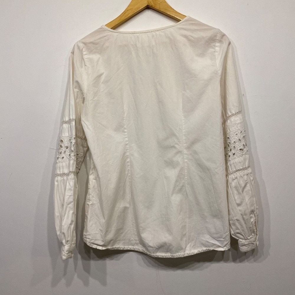 Anthropologie Anthropologie Maeve Cotton White Embroidered Peasant Top Siz Size M / US 6-8 / IT 42-44 - 2 Thumbnail