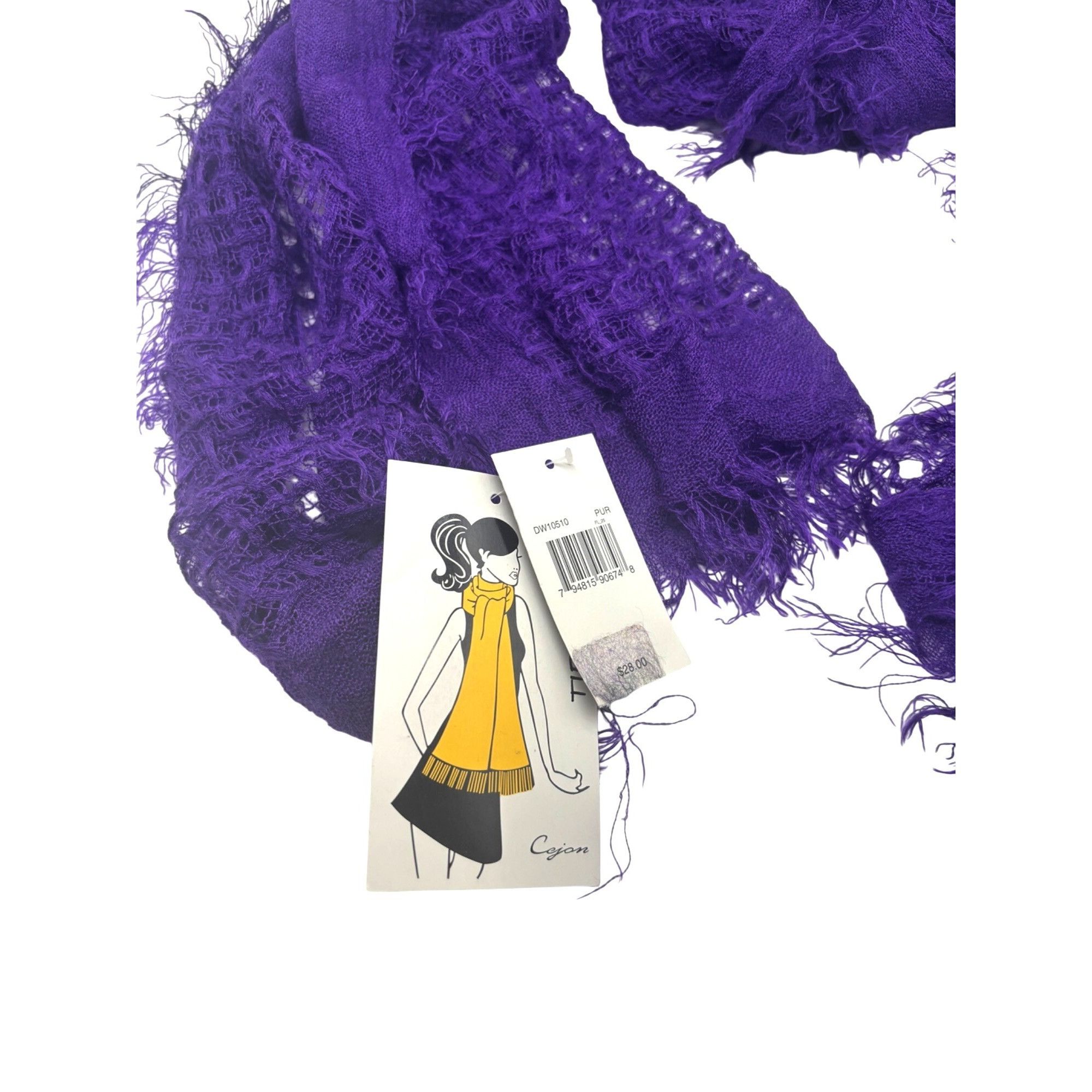 Other Cejon Women's Loosely Woven Fashion Scarf, Purple, OS Size ONE SIZE - 5 Thumbnail