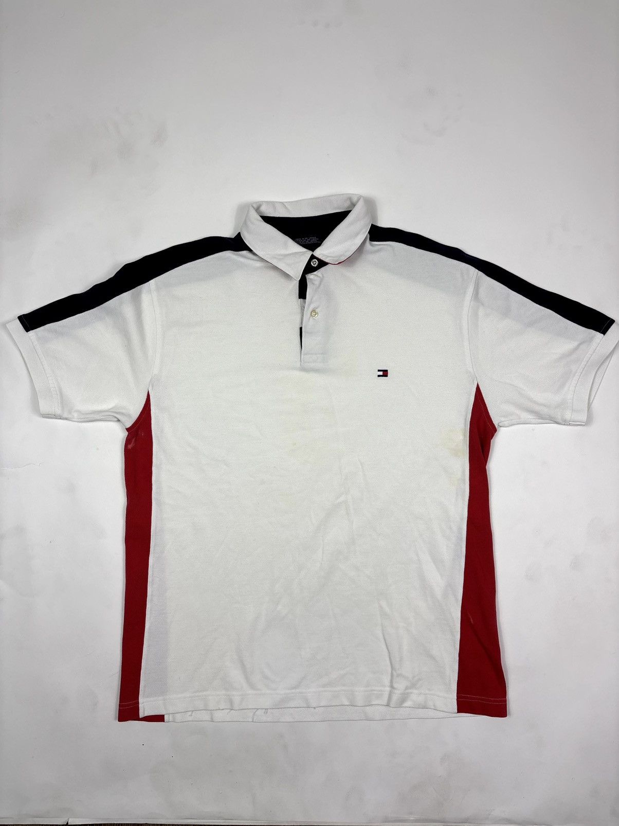 Tommy Hilfiger 2000s Tommy Hilfiger Color Block Polo – White/Navy/Red – L Size US L / EU 52-54 / 3 - 2 Thumbnail
