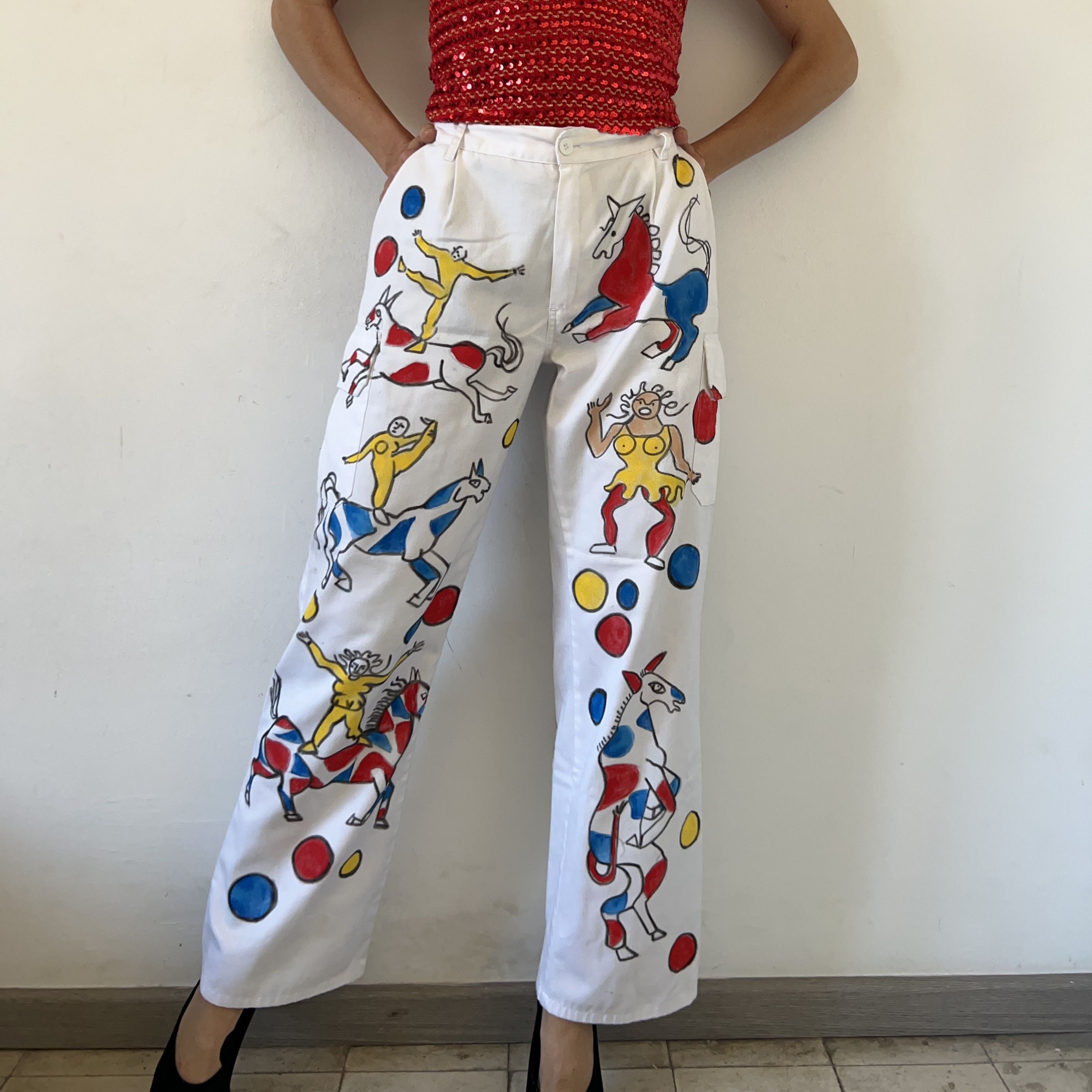Other Custom Calder drawings circus horse cargo work pants Size 30" / US 8 / IT 44 - 2 Thumbnail