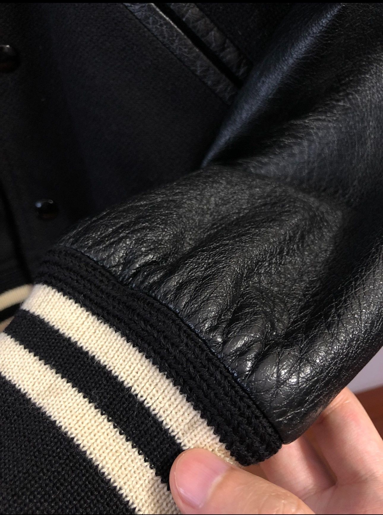 Saint Laurent Paris Saint Laurent Paris Leather Sleeve Teddy Jacket Size US M / EU 48-50 / 2 - 5 Thumbnail