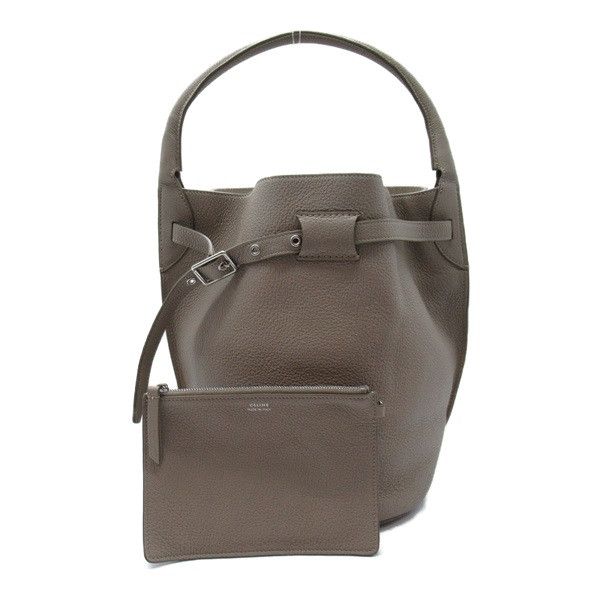image of Celine Leather Big Bucket Bag in Grey, Women's