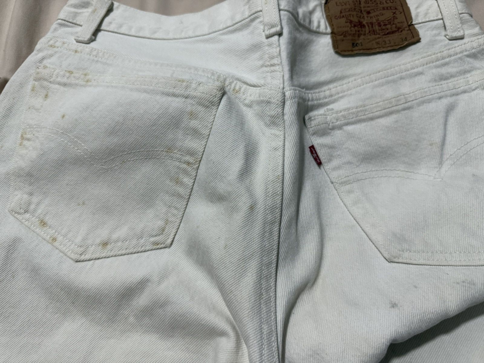 Levi's × Vintage Vintage 90s Levi’s 501 White Denim Jeans Size US 31 - 10 Thumbnail