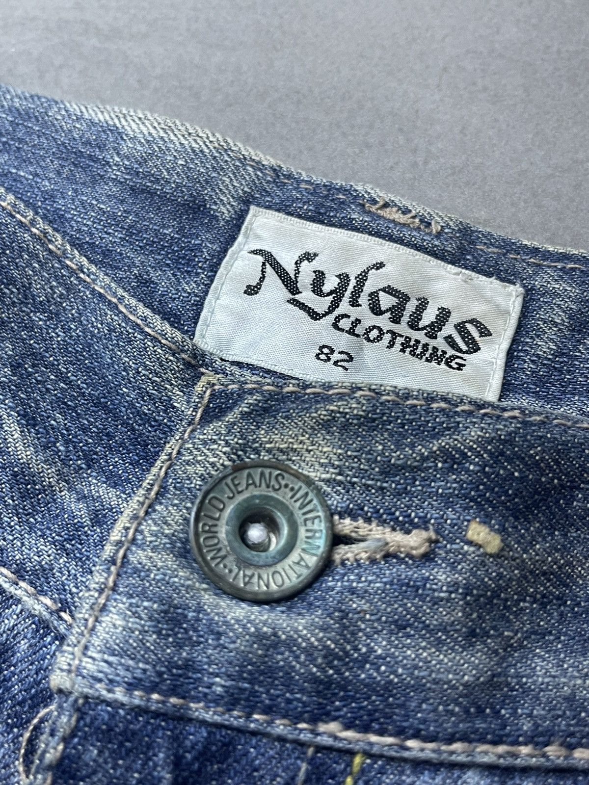 If Six Was Nine Japan NYLAUS Double Waist Honeycomb Punk Style Short Denim Size US 33 - 6 Thumbnail