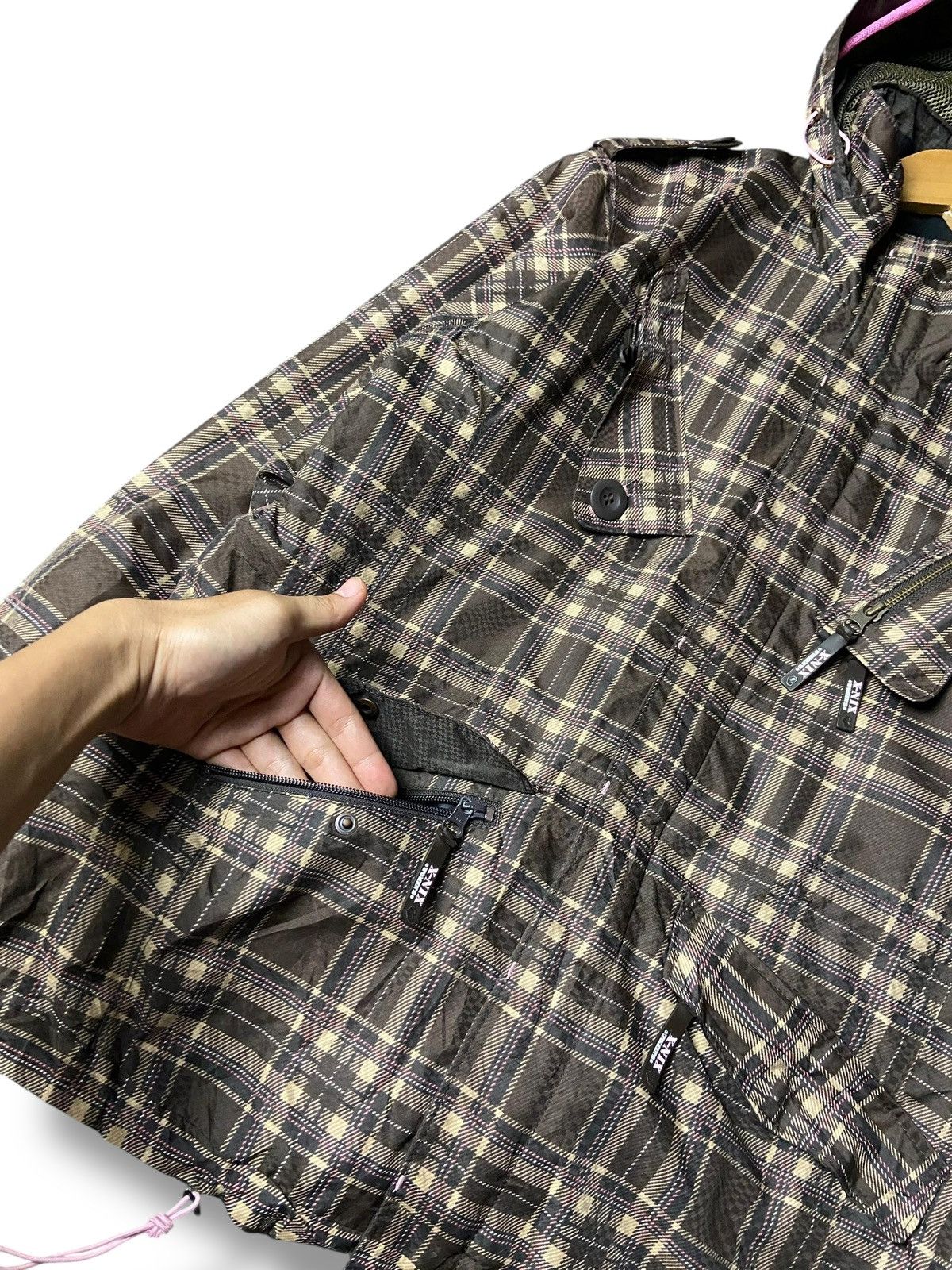 Japanese Brand X-NIX Brand Plaid Multi-pocket Hooded Jacket (161) Size S / US 4 / IT 40 - 3 Thumbnail