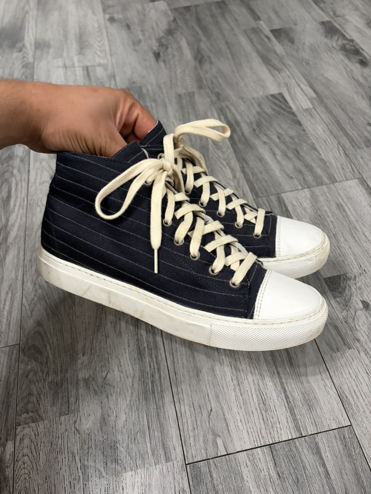 SOFIE D'HOORE Sofie D'Hoore Black High-Top Sneakers with Cream Laces Size US 10 / IT 40 - 3 Thumbnail