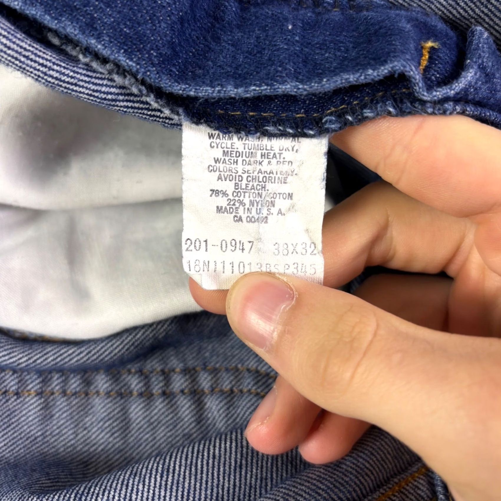 Lee VINTAGE Lee 201-0947 Jeans 38x32 Dark Wash Denim Mens 80s Straight 5-Pocket United States Blue"} Size US 38 / EU 54 - 6 Thumbnail