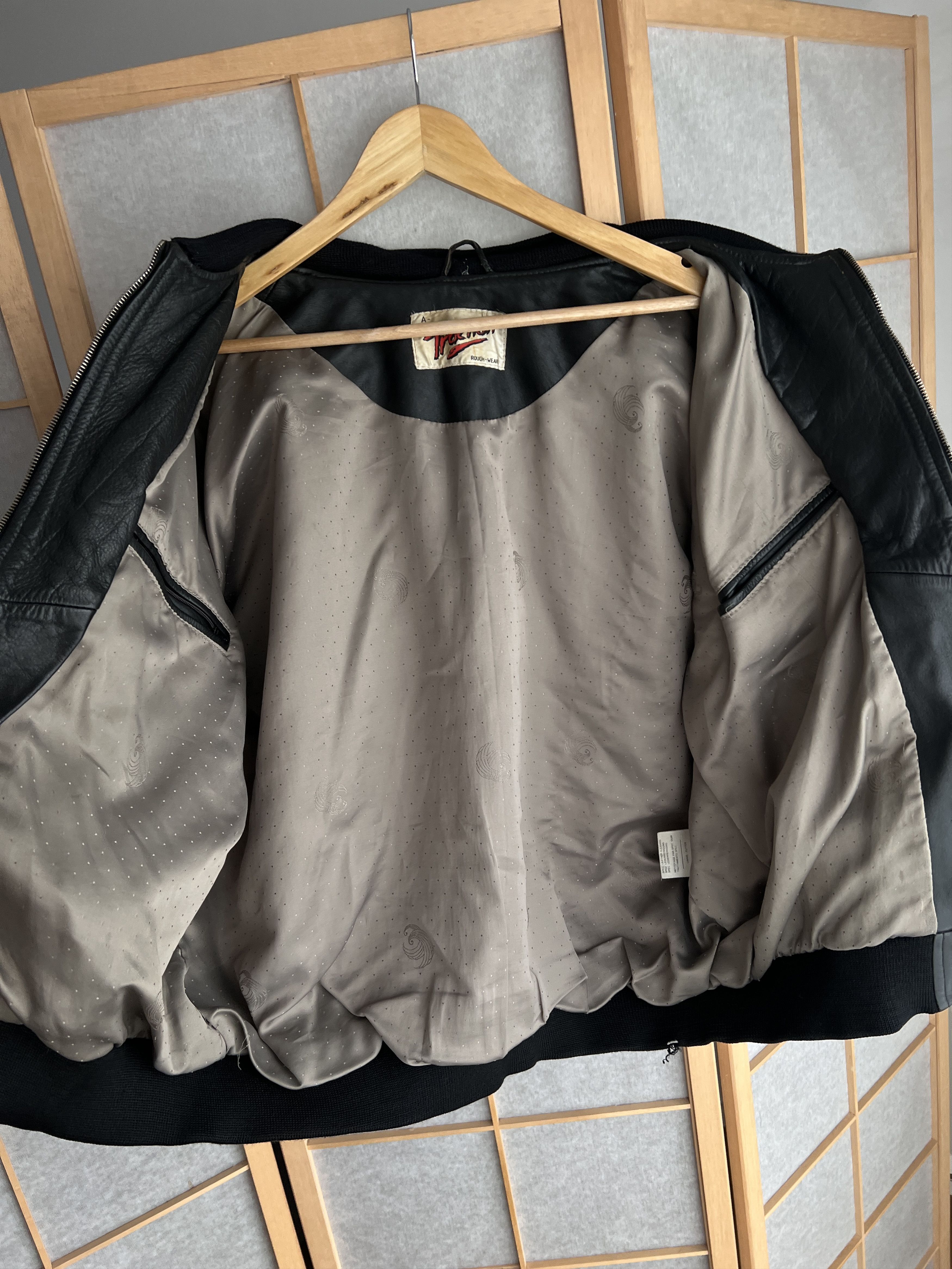 Genuine Leather VTG 1980's leather bomber jacket boxy baggy biker oversized Size US XXL / EU 58 / 5 - 14 Thumbnail