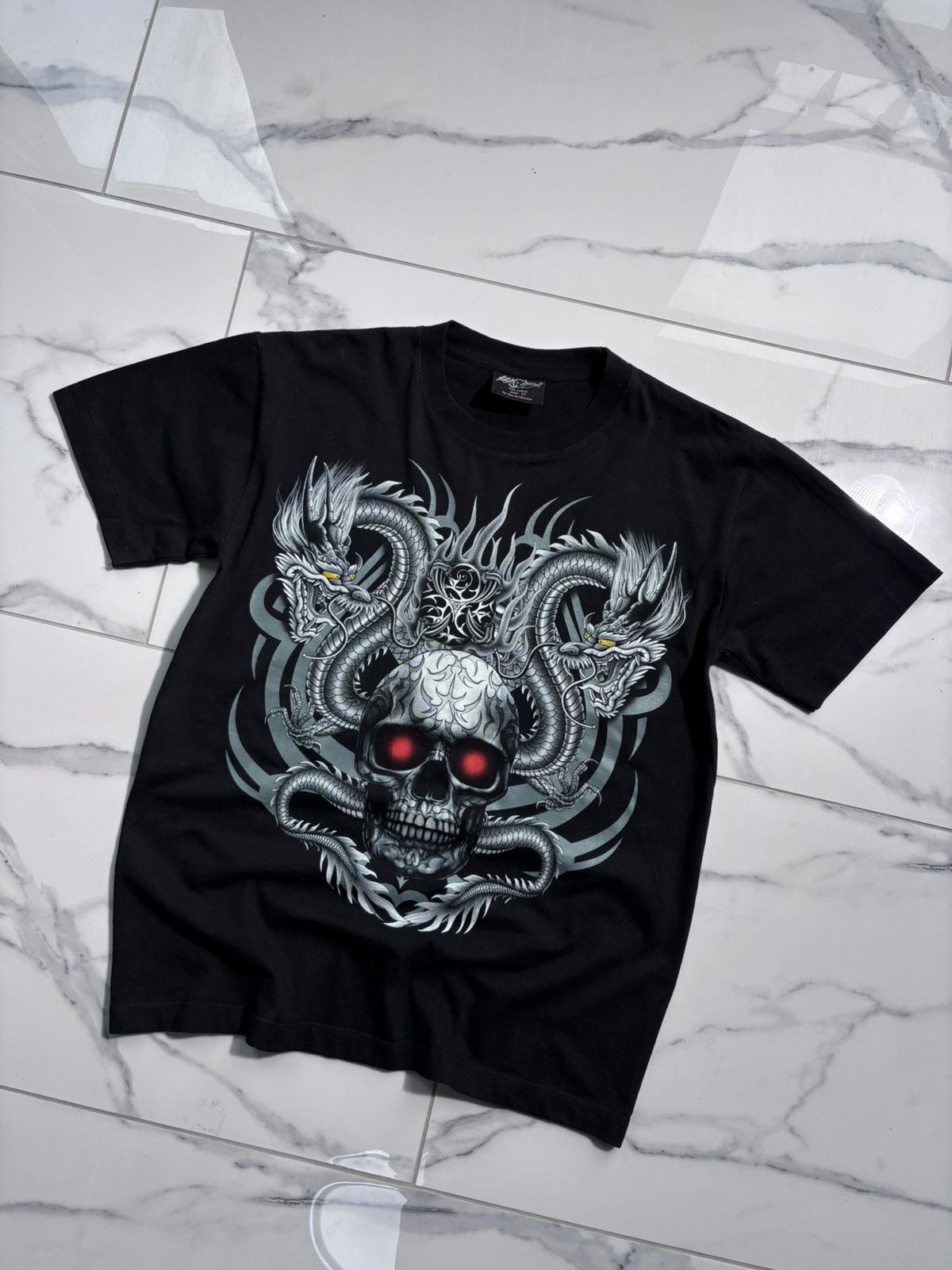 Japanese Brand Y2K Japanese Dragon Skull Death Tshirt Ed Hardy Style 00’s Size US M / EU 48-50 / 2 - 1 Thumbnail
