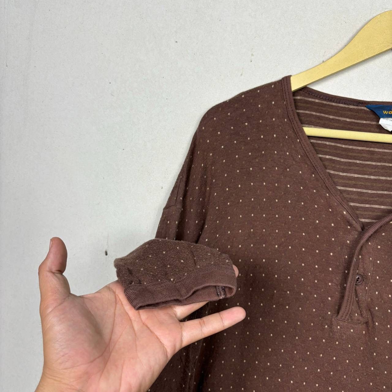 Woolrich Woolen Mills Vintage Woolrich Brown Polka Dot Henley Shirt L 90s Gorpcore Size US L / EU 52-54 / 3 - 4 Thumbnail