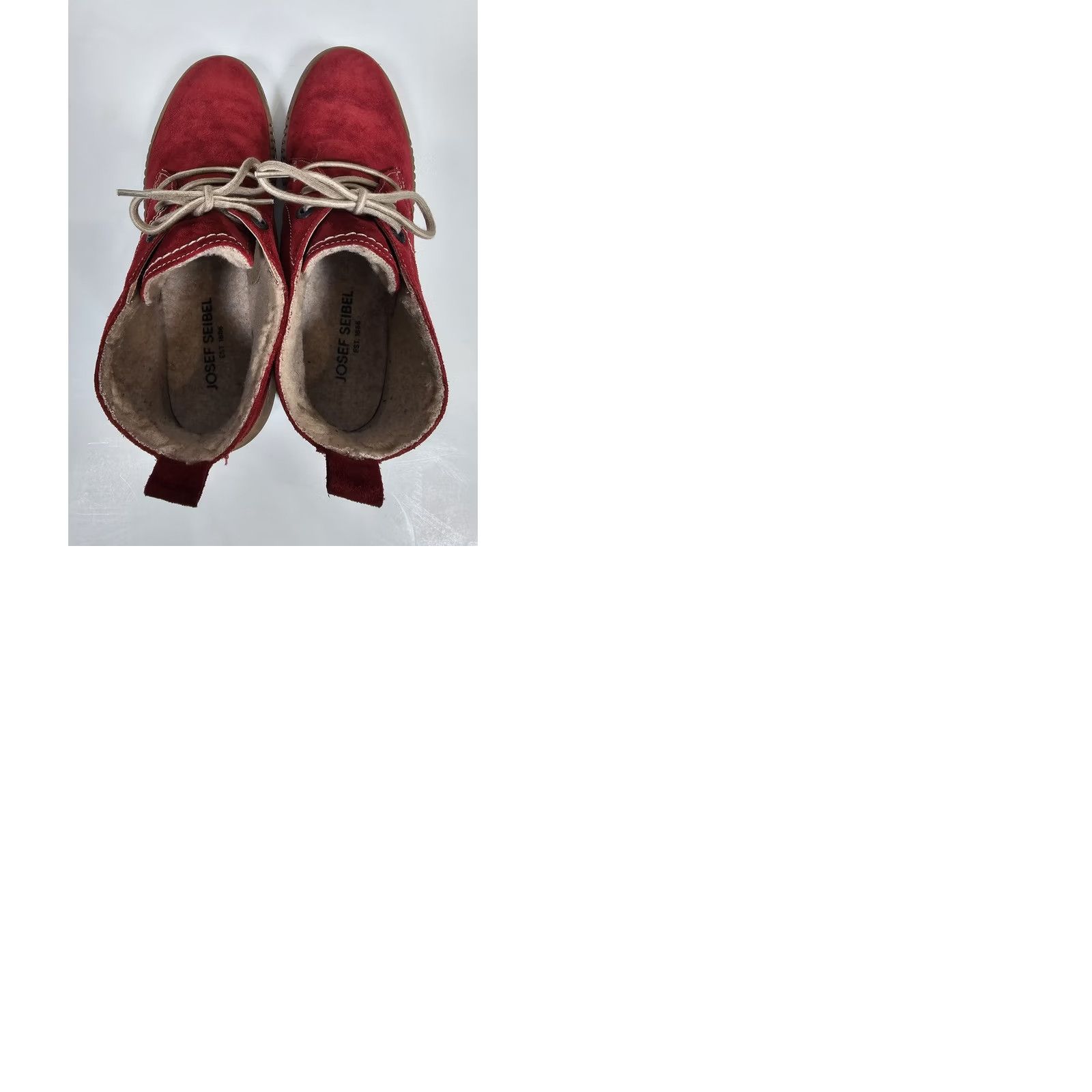 Vintage VINTAGE Josef Seibel Chukka Boots Women’s Sz 41 Red Suede Sherpa Lined Ankle Leather Insole Warm Indoor Outdoor Bohemian 90s? No, not N/A Size US 8 / IT 38 - 9 Thumbnail