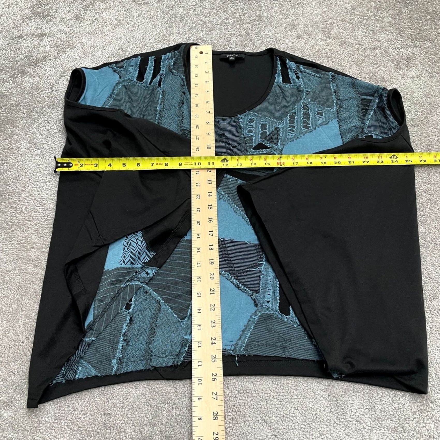 Vintage Kaktus Blouse Shirt Kimono Sleeve Tunic Womens Medium Black Blue Casual Geometric Knit Polyester 3/4 Sleeve Scoop Neck Regular Modern Vintage: No Size M / US 6-8 / IT 42-44 - 5 Thumbnail