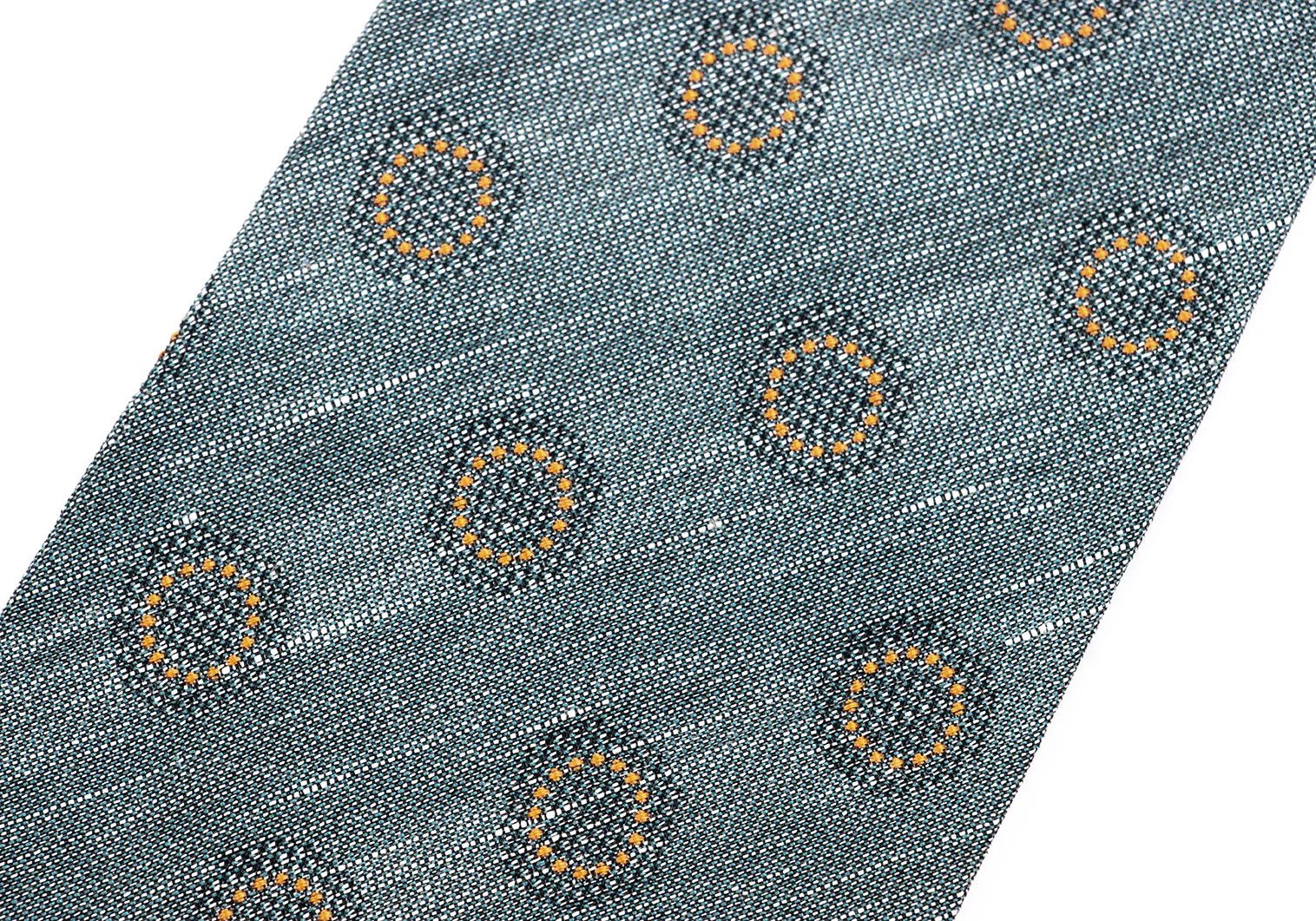 Armani Collezioni Silk Linen Polka Dot Jacquard Tie in Blue and Orange Size ONE SIZE - 6 Thumbnail