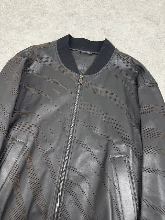 Roberto Cavalli Roberto Cavalli Black Lazer Cut Bomber Leather Jacket Size US XL / EU 56 / 4 - 5 Thumbnail