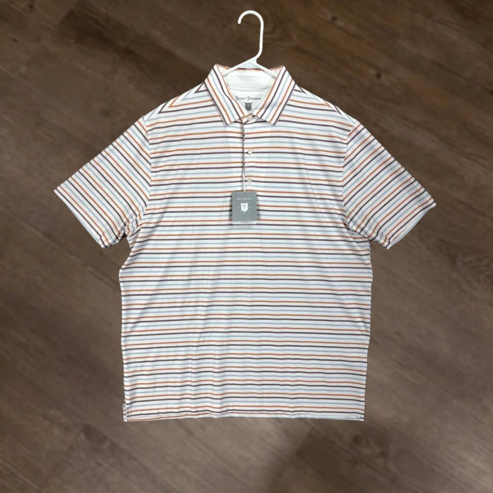 Vintage Hickey Freeman Polo Shirt Adult Large White Striped Golf Rugby Mens NEW Size US L / EU 52-54 / 3 - 1 Thumbnail
