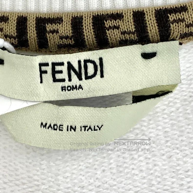 Fendi Fendi White logo letter embroidery cotton round neck long Size S / US 4 / IT 40 - 6 Thumbnail