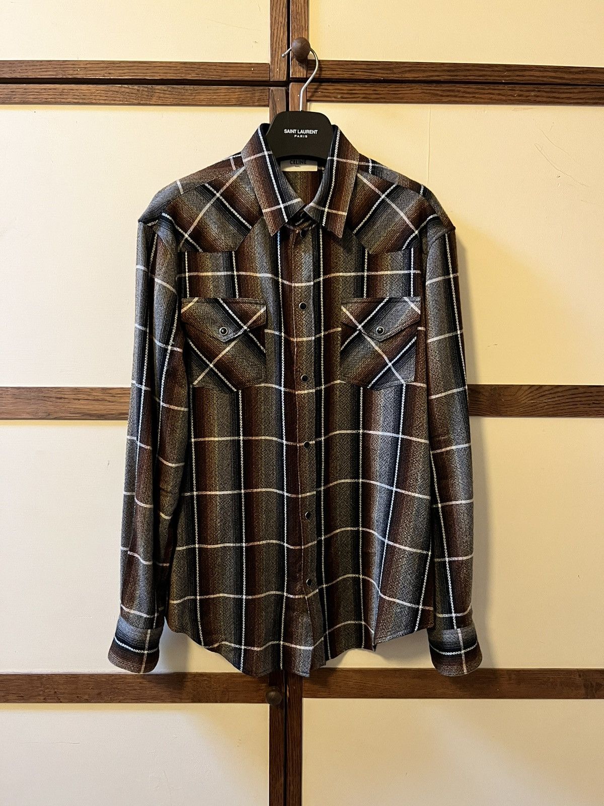 Celine by Hedi Slimane Brown western shirt