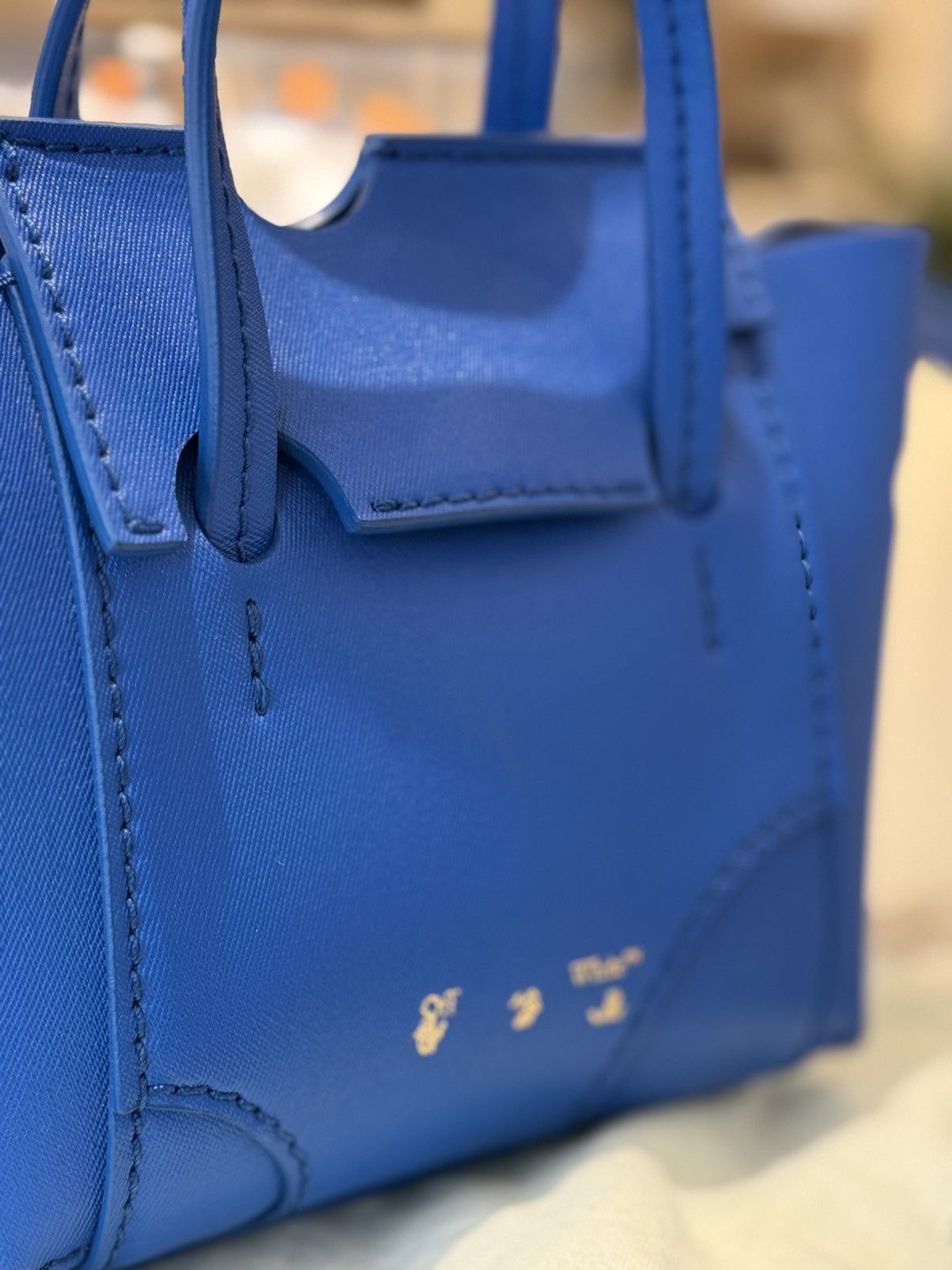 Off-White Off-White Burrow-16 Tote Bag Blue Leather Size ONE SIZE - 5 Thumbnail