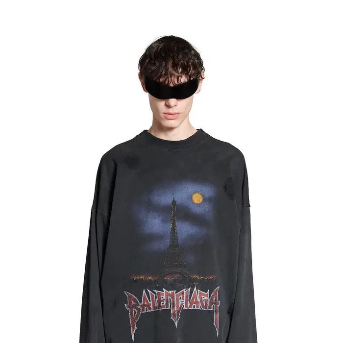 Balenciaga o1w1db10226 Paris Moon Double Front Long Sleeve T-Shirt Size US XXL / EU 58 / 5 - 3 Thumbnail