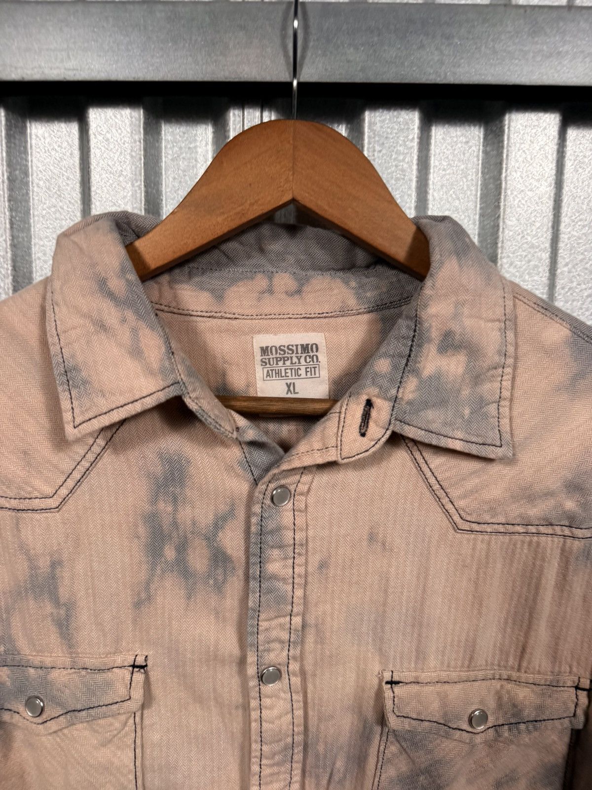 Mossimo Western Denim Pearl Snap Button Up Shirt Bleach Pattern Size US XL / EU 56 / 4 - 3 Thumbnail