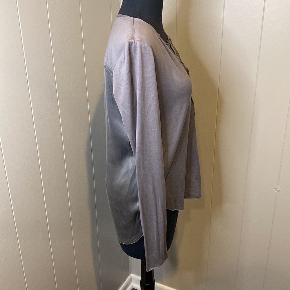 Other Go Silk Long Sleeve Top 1/2 Button Clasp Distressed Uneven Size XS / US 0-2 / IT 36-38 - 3 Thumbnail