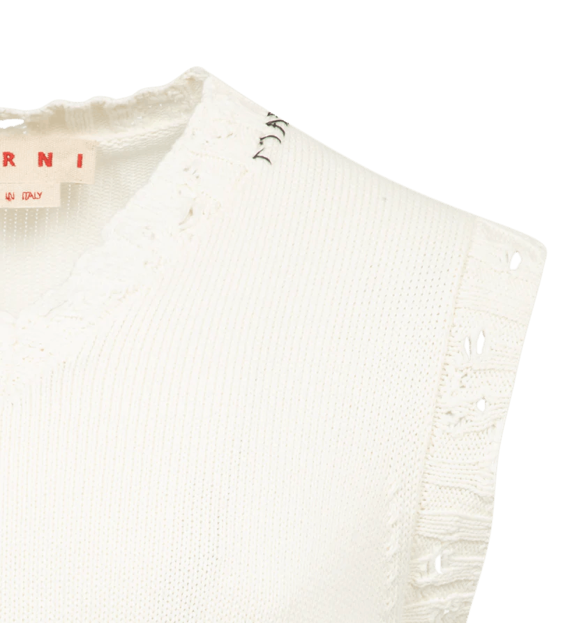 Marni o1h1sh11224 V Neck Sweater Vest in White Size US XL / EU 56 / 4 - 2 Thumbnail