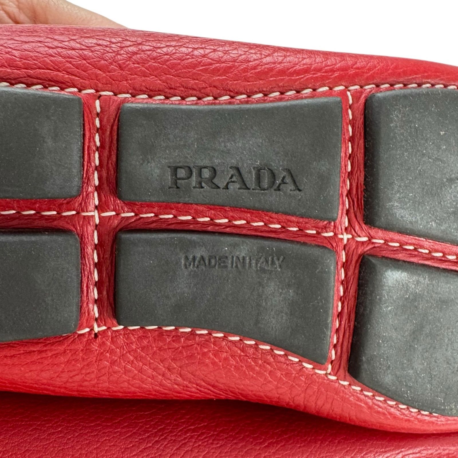 Prada Prada Red Pebbled Leather Loafers Size US 7 / IT 37 - 12 Thumbnail
