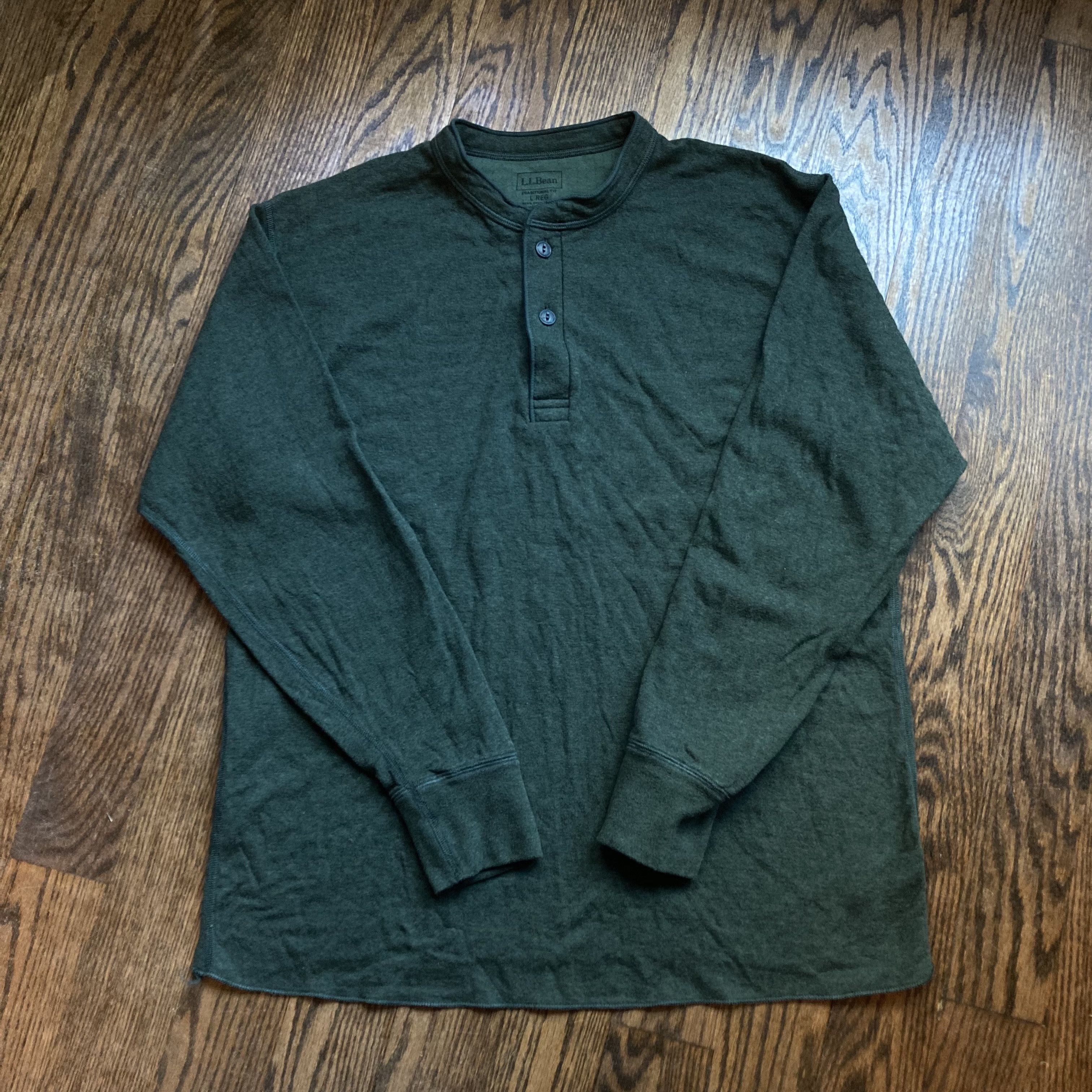 L.L. Bean Men's THERMAL L.L.Bean Green Long Sleeve T-Shirt Size L Size US XL / EU 56 / 4 - 1 Thumbnail