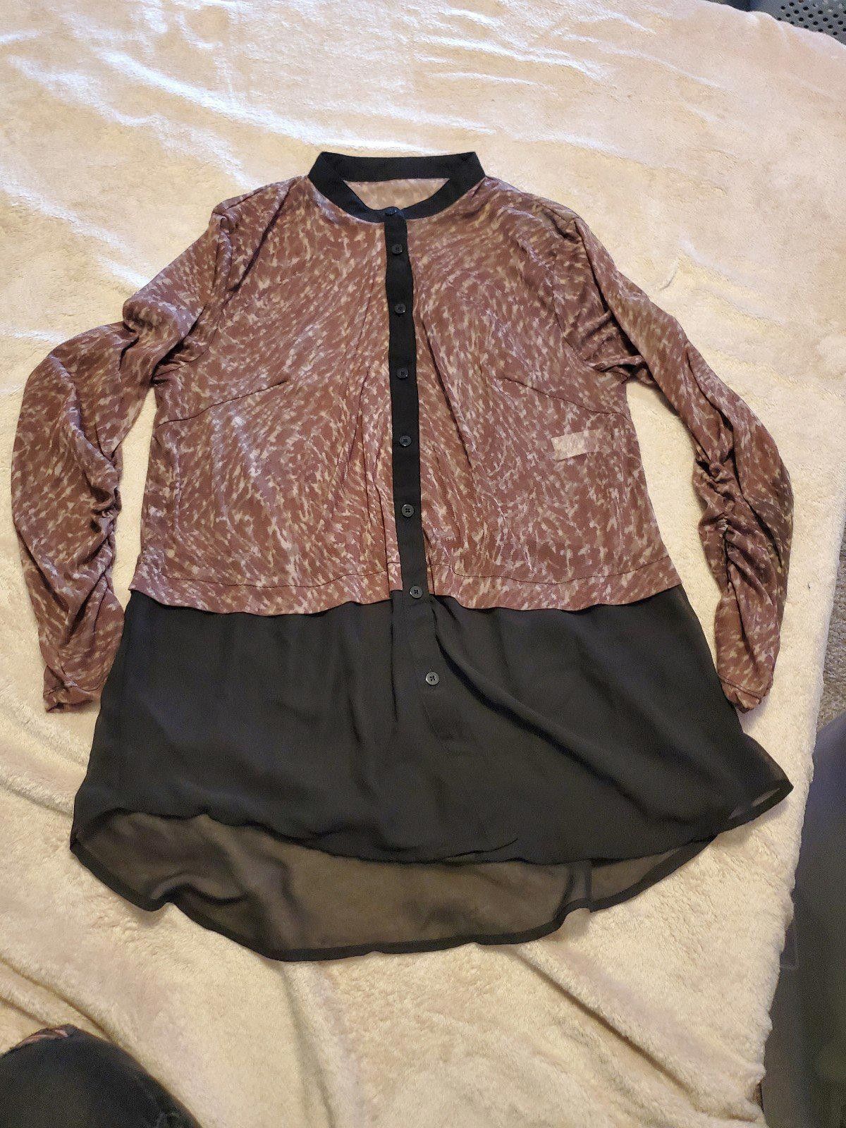 Designer Sheer blouse brown black XL Size XL / US 12-14 / IT 48-50 - 1 Thumbnail