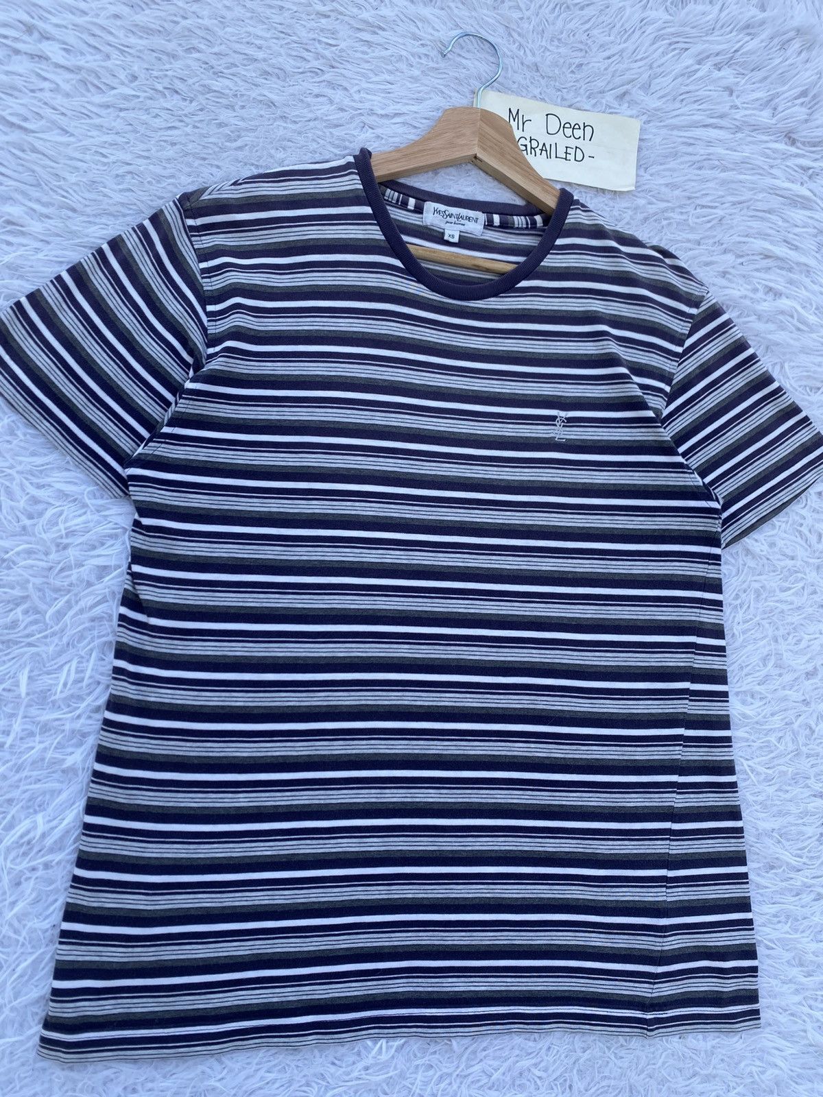 Yves Saint Laurent Rare Vintage YSL Yves Saint Laurent Stripes Tshirt Size US S / EU 44-46 / 1 - 5 Thumbnail
