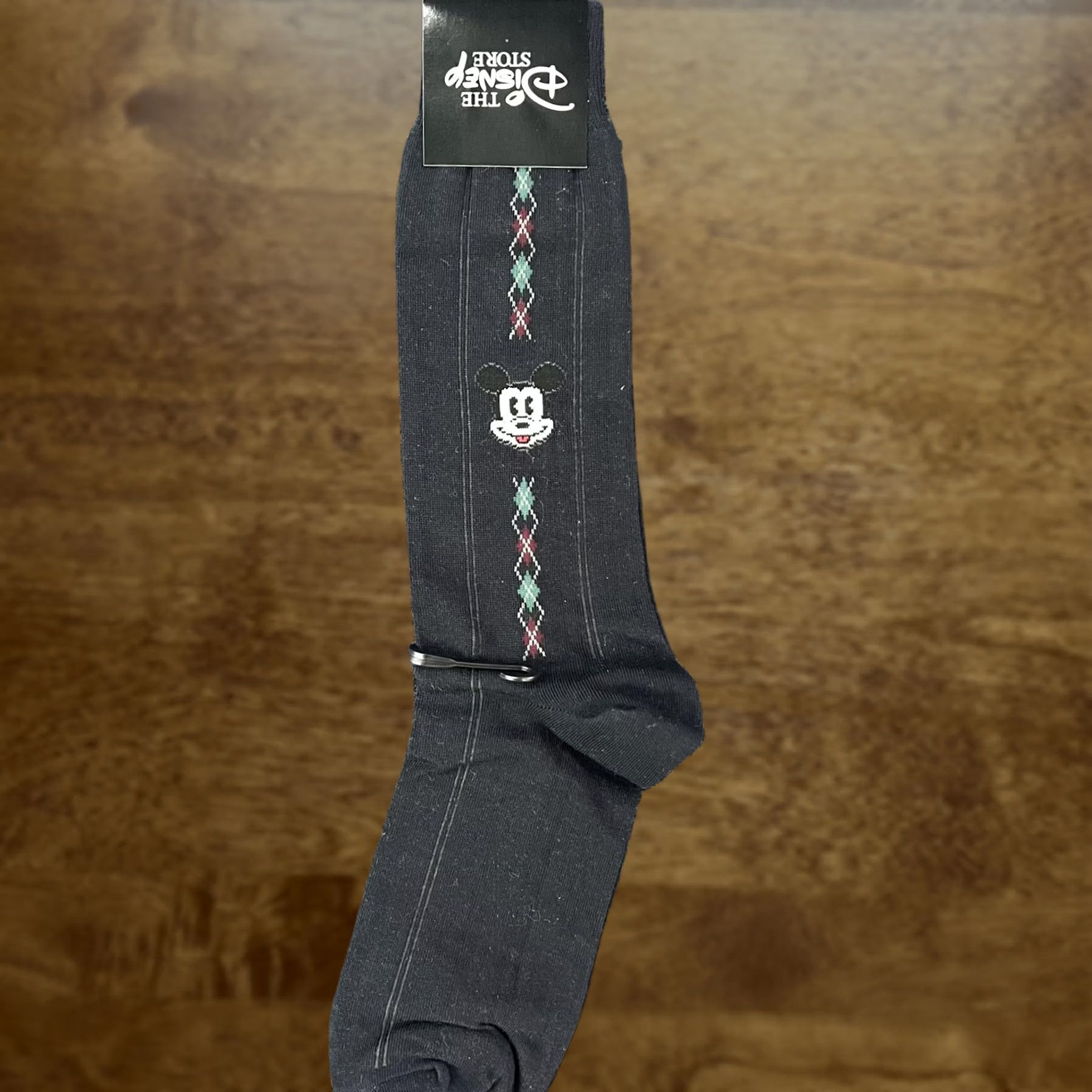 Disney Disney Store Mens Socks Mid Calf Crew Argyle Mickey Mouse Black One Size Size ONE SIZE - 1 Thumbnail