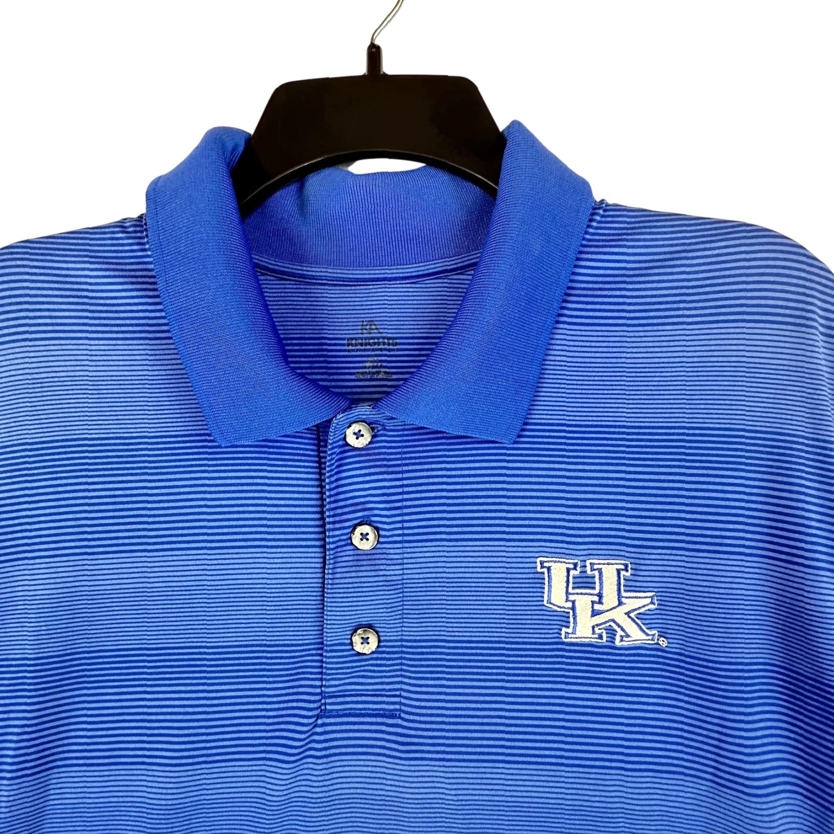 Vintage Kingsmen Polo Shirt Mens Large Blue Striped Kentucky Wildcats NCAA Golf Size US L / EU 52-54 / 3 - 2 Thumbnail