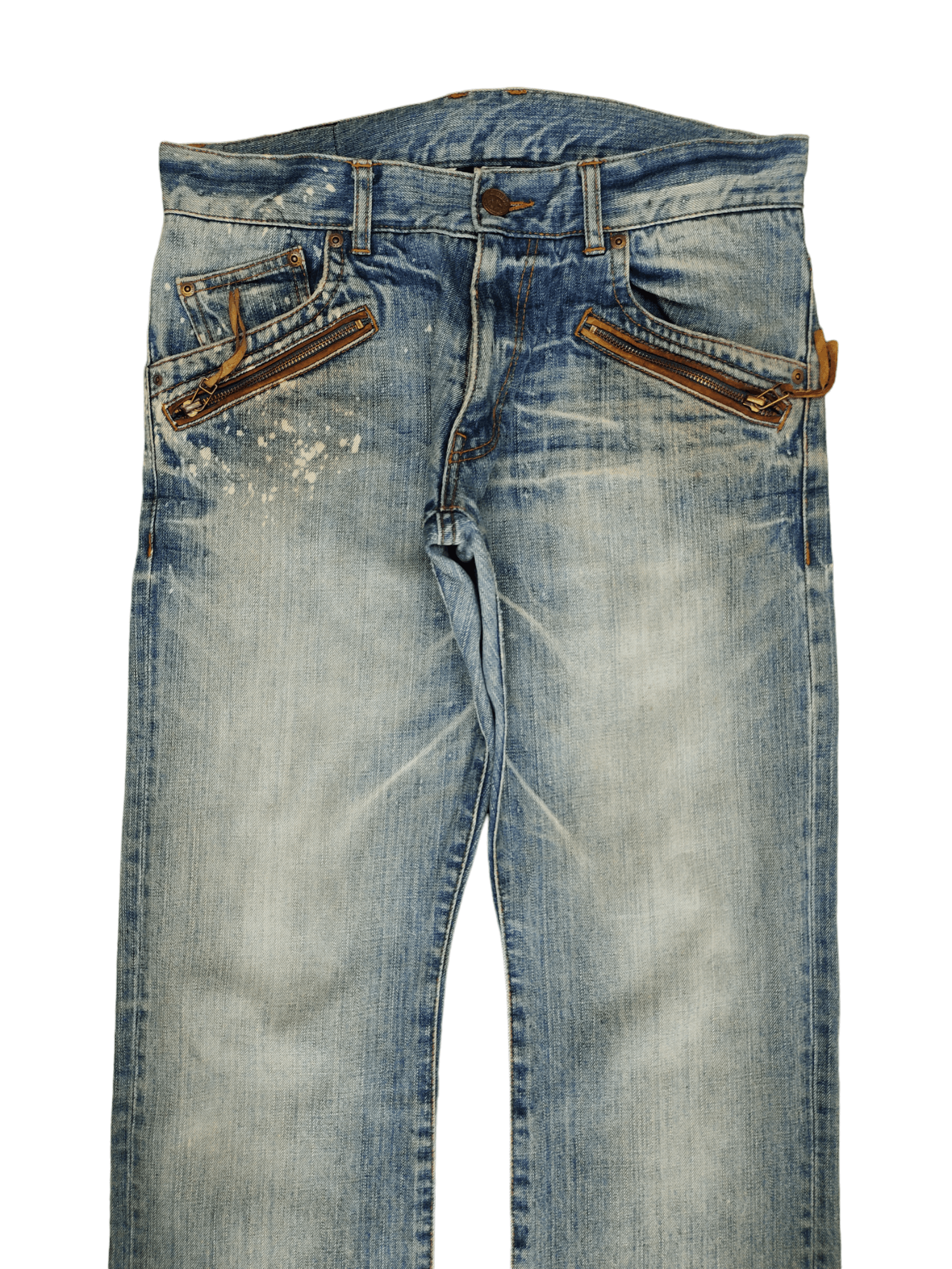 Nicole Club Monsieur Nicole Leather Trim Pocket Denim Pants Size US 32 / EU 48 - 2 Thumbnail