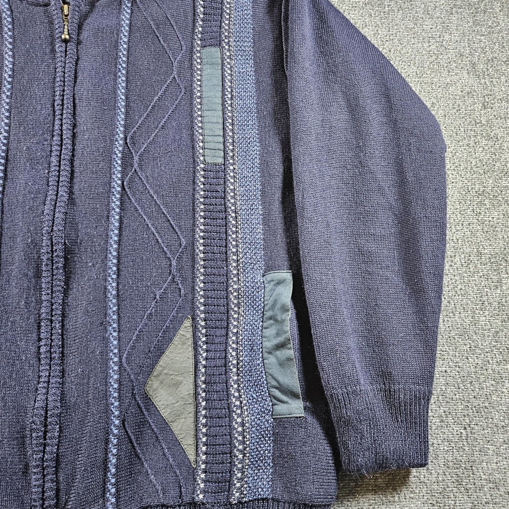 Vintage Werther International Sweater Mens Large Blue Full Zip Mock Neck Geometric Knit Size US L / EU 52-54 / 3 - 3 Thumbnail