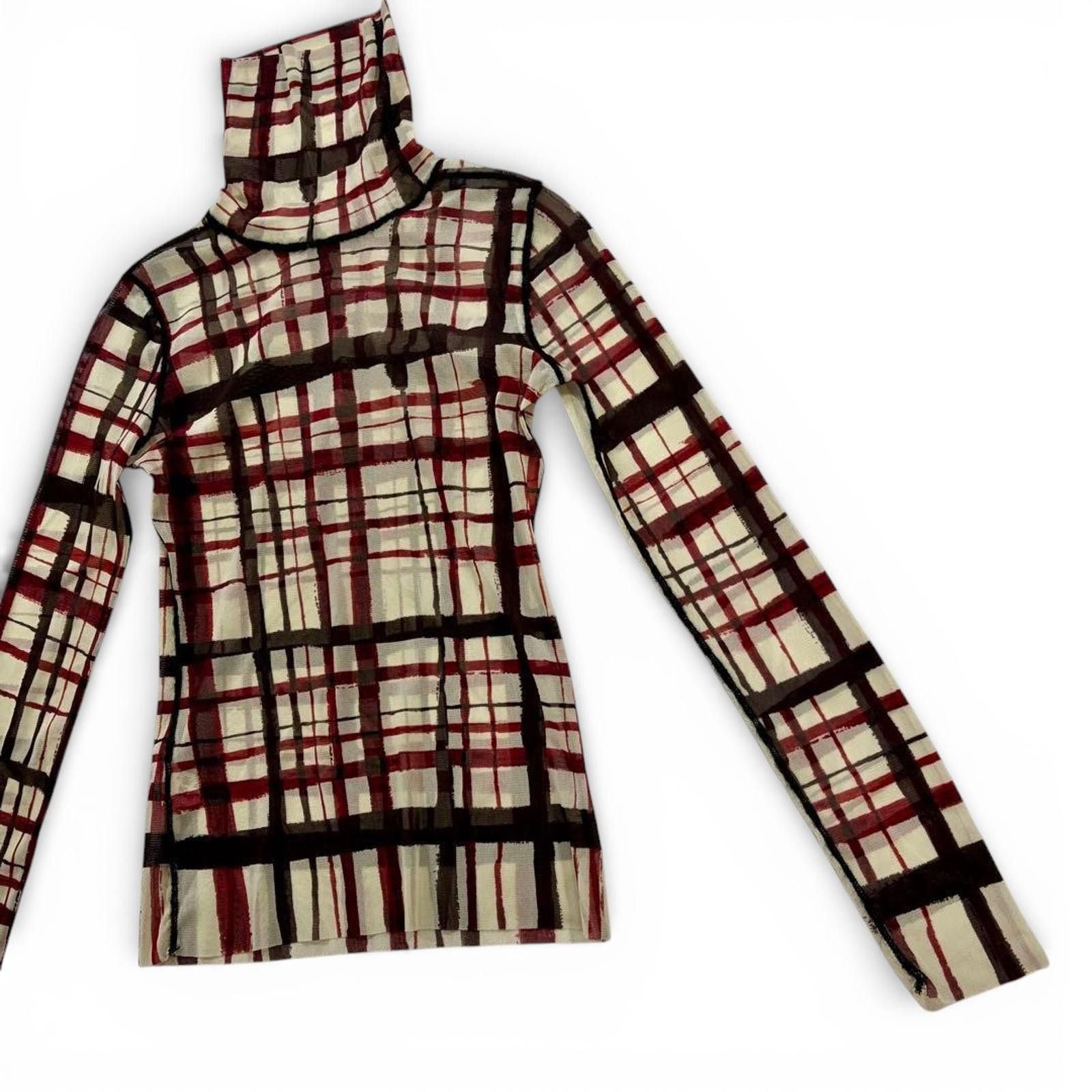 Jean Paul Gaultier Jean Paul Gaultier - Turtleneck Powernet Check Sheer Sleeves Size M / US 6-8 / IT 42-44 - 5 Thumbnail