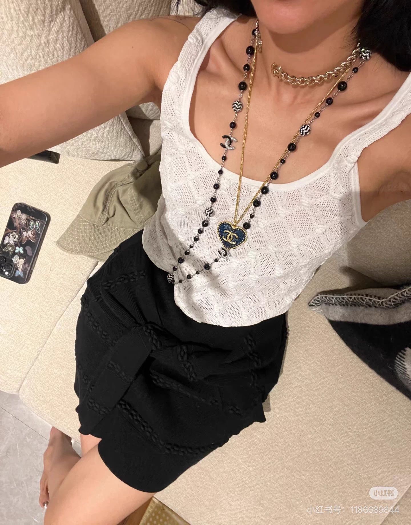 Chanel Chanel 24S Black White Openwork Knit Tie Cami 36 Size XS / US 0-2 / IT 36-38 - 8 Thumbnail