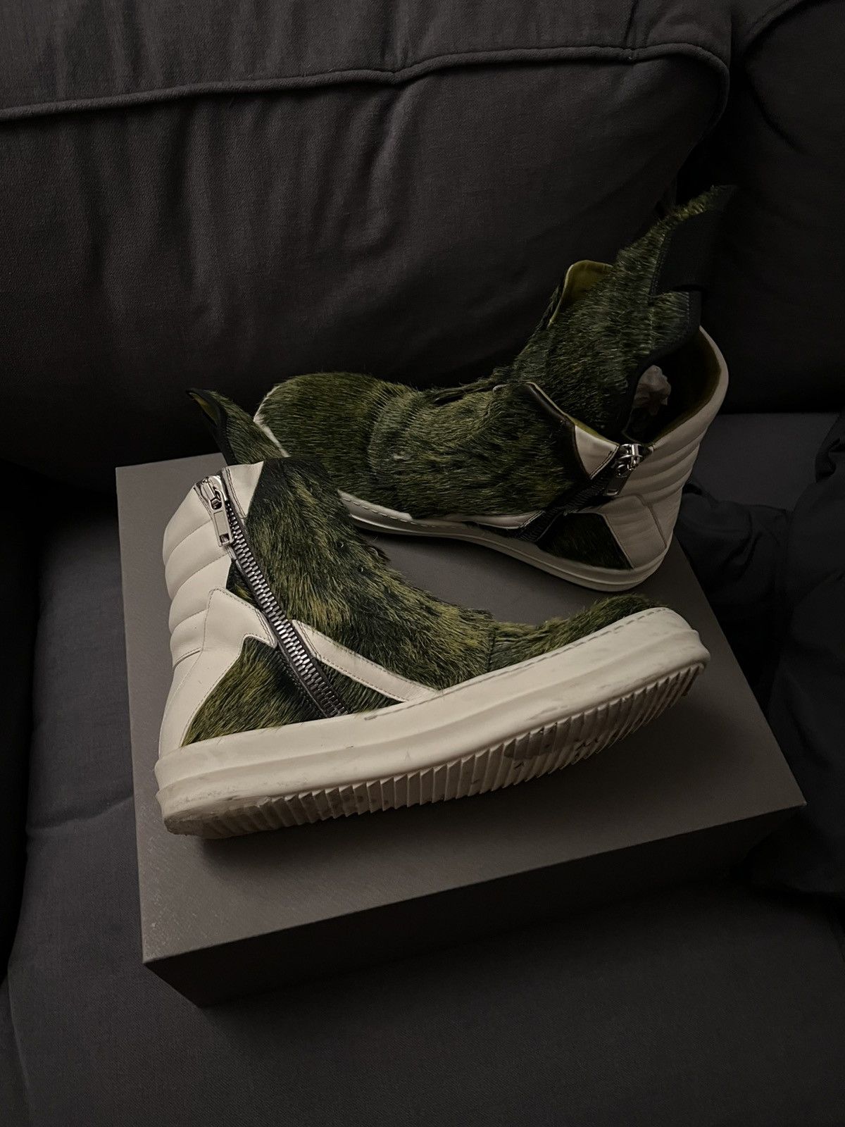 Rick Owens Rick Owens Pony Hair Geobasket Sneakers – Size 43 Size US 10 / EU 43 - 4 Thumbnail