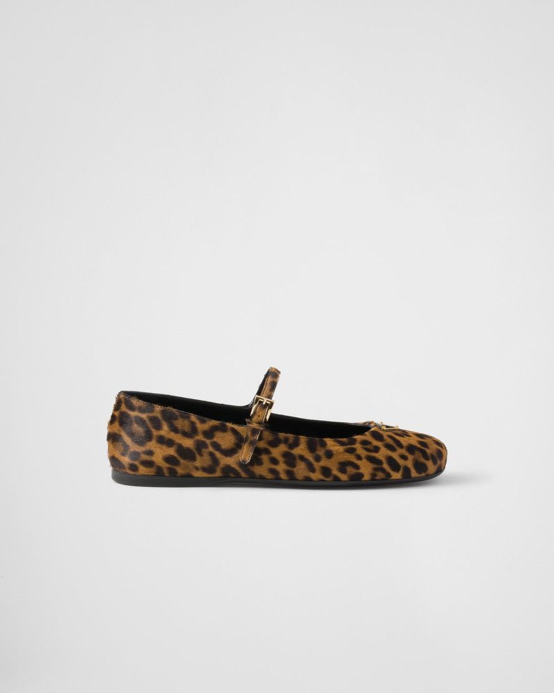 Prada os11x0326 Printed Leather Ballerinas Flats in Leopard Size US 8 / IT 38 - 1 Thumbnail