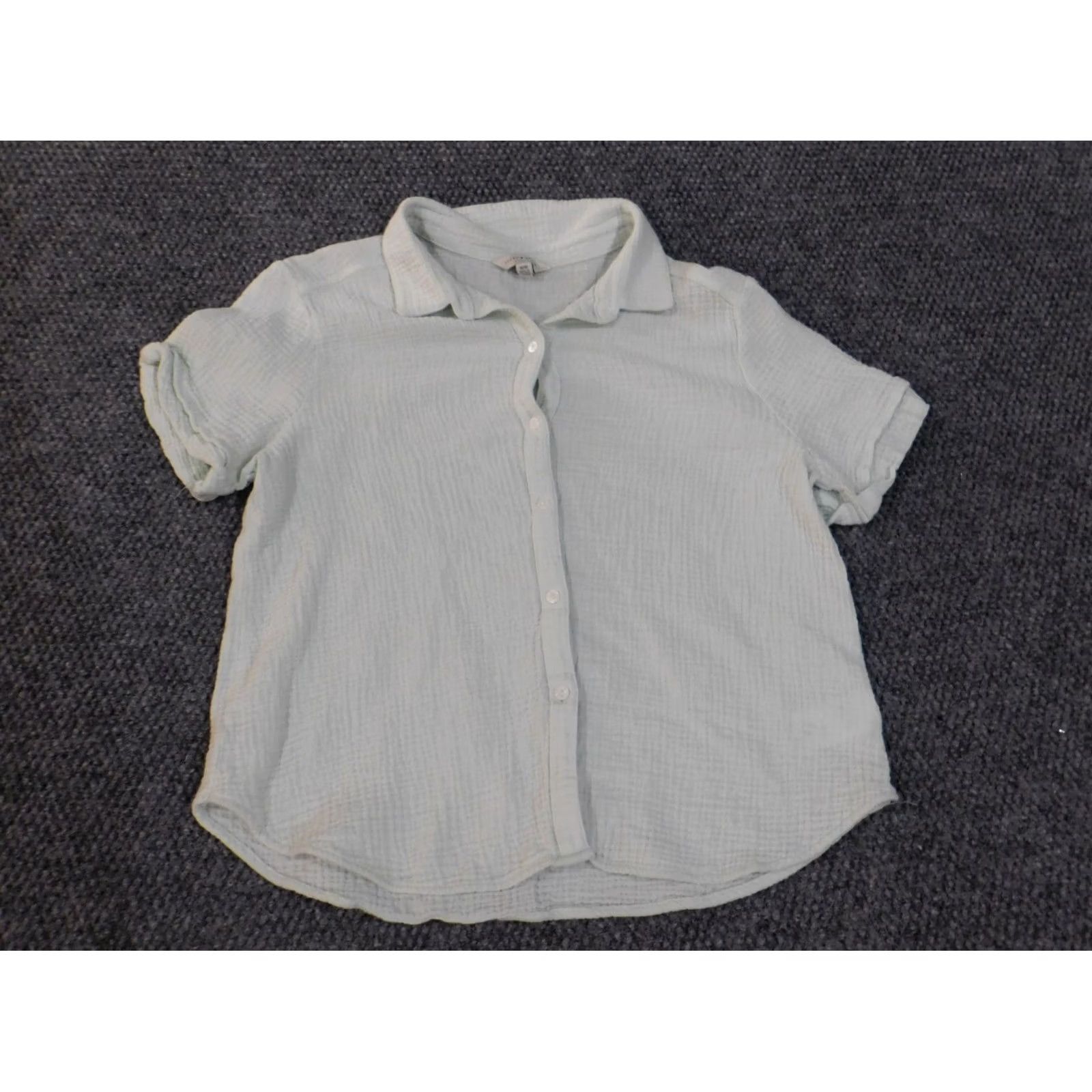 Lucky Brand Lucky Brand Button-Up Shirt Women M Short Sleeve Green Cotton Casual Regular Vintage: No Size M / US 6-8 / IT 42-44 - 3 Thumbnail